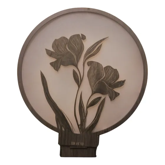 Lámpara De Mesa Hotai Flores Caladas 27 Cm Diámetro Marrón Oscuro Blanco