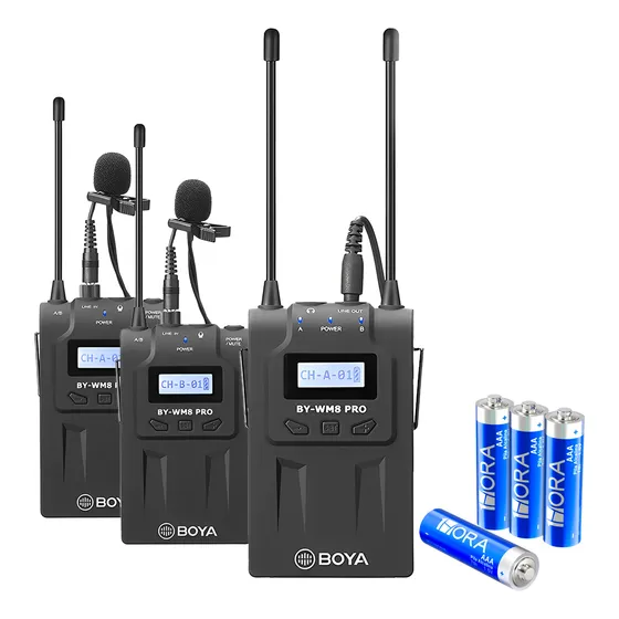 Microfone Lapela Boya Bywm8 Pro K2 + 4 Pilhas Alcalinas Aaa