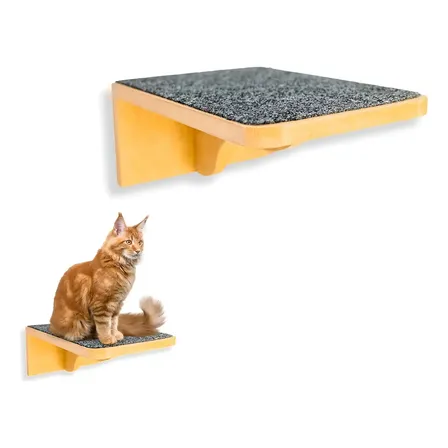 Prateleira Para Gatos Tamanho M Degrau Com Carpete 1 Peça Cor Grafite