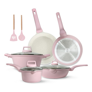 Juego De Ollas Bateria De Cocina Antiadherentes Color Rosa Juego De Ollas Bateria De Cocina Antiadherentes Color Rosa