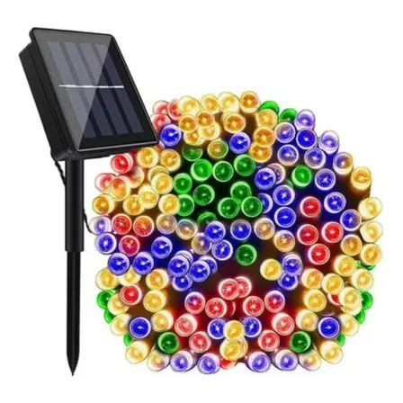 Cordão De Luzes Solares Com 100 Leds, 12 Metros De Comprimen 12m Colorido