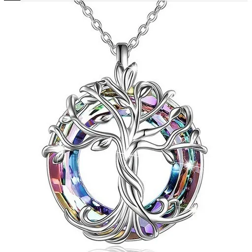 Collar De Mujer Árbol De La Vida, Cristal Purpura, Importado
