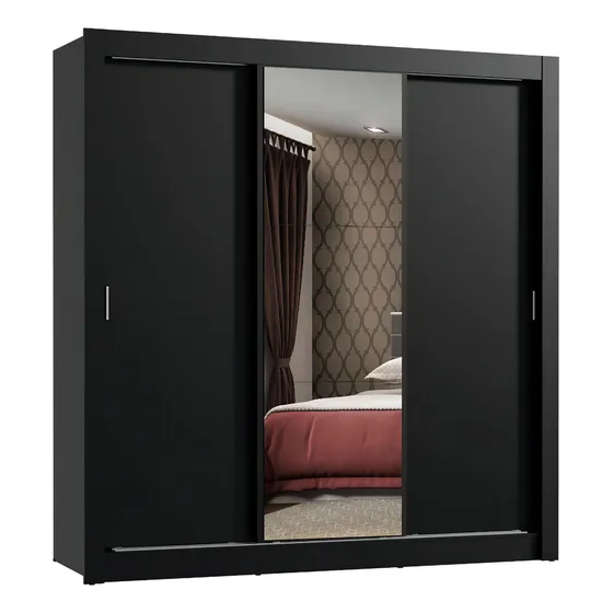 Ropero Madesa Mônaco 10935z1e Color Negro De Mdp Con 3 Puertas Corredizas