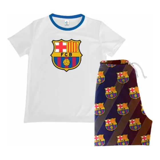 Pijama Short  Para Niño Barcelona Futbol Microdurazno