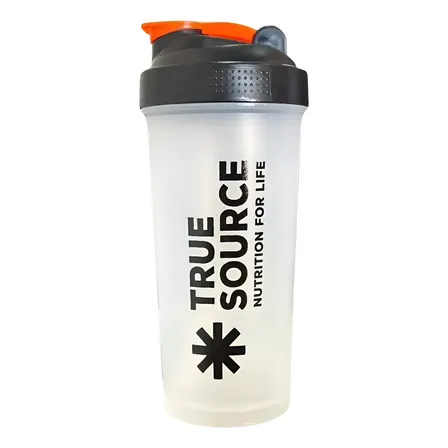 Coqueteleira Simples Slim 600ml True Source Tampa Preta Incolor