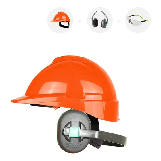 Casco Naranja Libus Con Protector Auditivo Lentes De Regalo