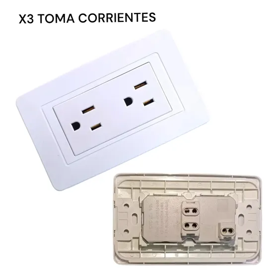 Toma Corriente Doble Polarizado Enchufe Electricidad Cajetin