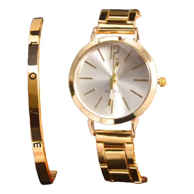 Reloj Mujer Quartz Elegante Dorado Lujo Pulsera Joyería Moda