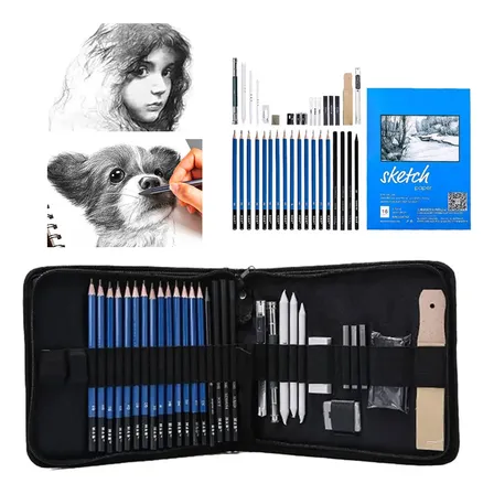 Kit 35pcs Maleta Profissional Lápis Desenho Estojo Colorido