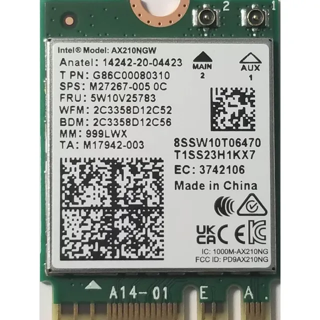 Intel Ax210.ngwg With Vpro, Bluetooth 5.2 Wireless Networ...
