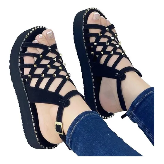 Yc Sandalias Con Plataforma Remaches De Moda Elegante