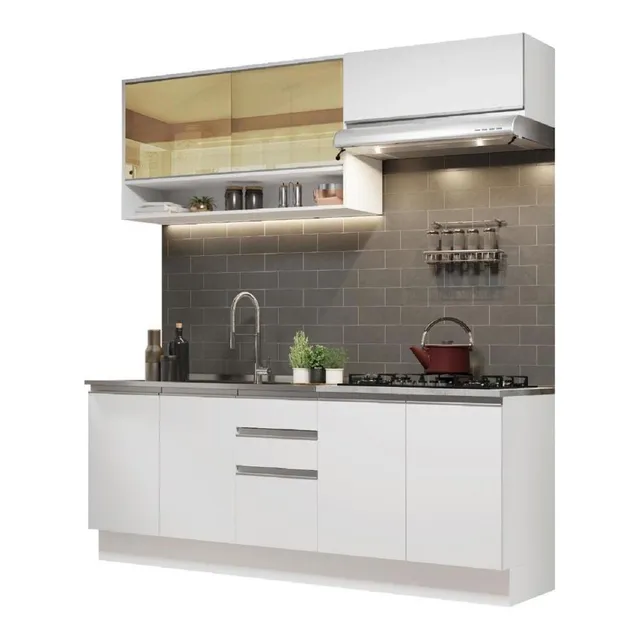 Cocina Integral Madesa Glamy Con Mesón De Acero 200 Cm
