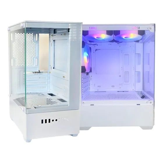 Gabinete Pc Branco Gamer Com 3 Fans Rgb Inclusas Vidro