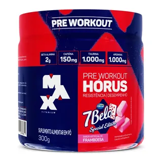Max Titanium Pré Treino Hórus 7 Belo Max Titanium 300g Sabor Framboesa 150mg Cafe