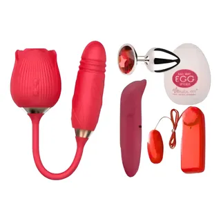 Massageador Kit 5 Peças Usb Flor Vermelho Massageador Kit 5 Peças Usb Flor Vermelho