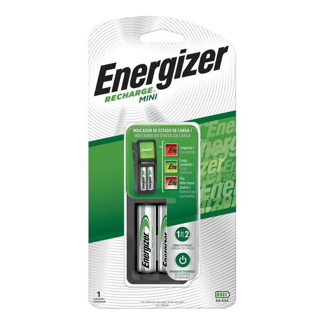 Cargador De Pilas Energizer Mini + 2 Pilas Recargables Aa