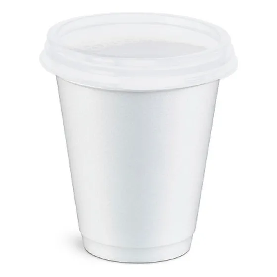 Copo Termico Isopor 240ml C/ 100un + Tampa Plastica C/ 100un Cor Branco COPO COM TAMPA