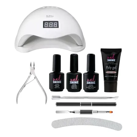 Kit De Uñas  Polygel  Nail Pro Con Lampara De 48w Rosa
