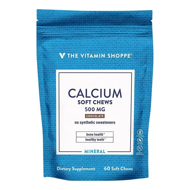 Calcio 500 Mg The Vitamin Shoppe 60 Masticables Chocolate