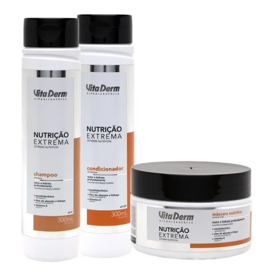 Kit Nutrição Extrema Vita Derm Hidratação Capilar - 3 Itens