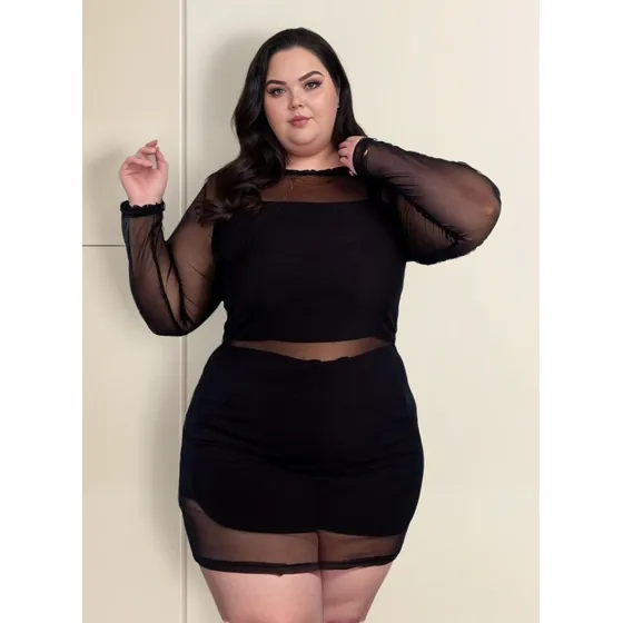 Vestido Tule Com Conjunto Plus Size