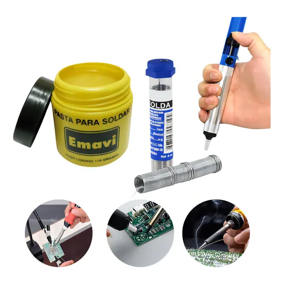 Kit Pasta De Solda Estanho Sugador Acessorios Ferro De Solda