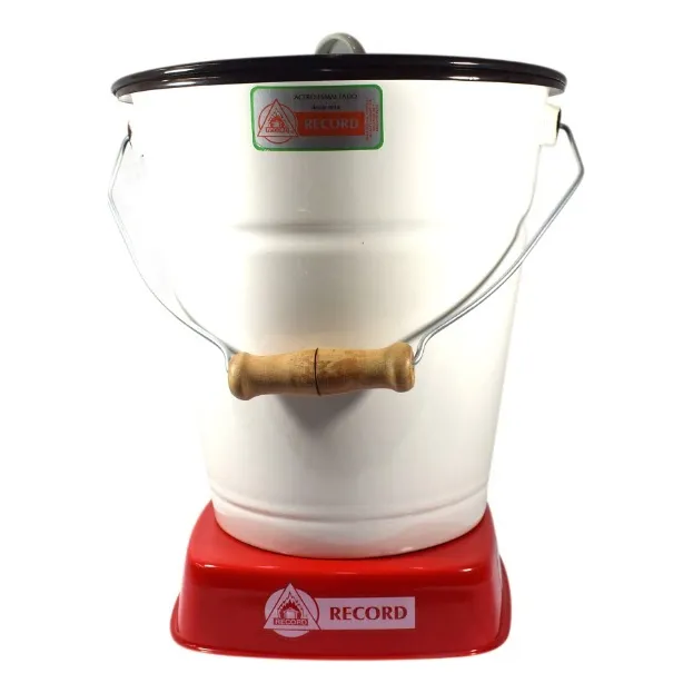 Balde Con Tapa Blanco Record 13l Esmaltado Nuevo 