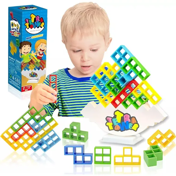 Juego Tetris X48 Piezas Torre Bloque Interactiva Apilable 3d
