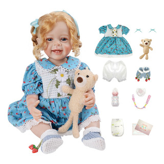 Boneca Bebê Reborn Menina Pintada Realista 55cm Olhos Azuis Boneca Bebê Reborn Menina Pintada Realista 55cm Olhos Azuis