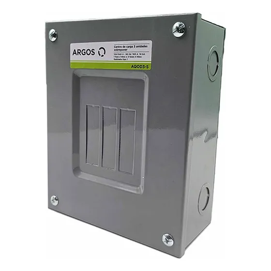 Centro De Carga 3 Polos Sobreponer 100a 3f, 4h Acero Argos