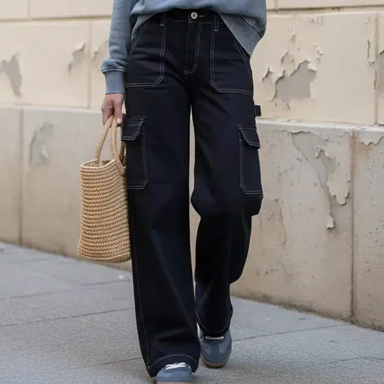 Jeans Mujer Efesis Jeans Naos Palazzo Cargo Hilo Contratono