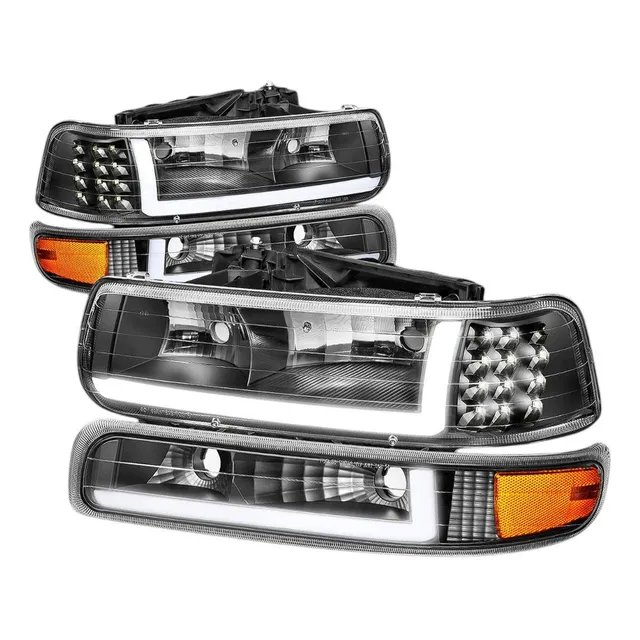 Faros Led Drl Fondo Negro - Cheyenne, Silverado, Tahoe 99/02