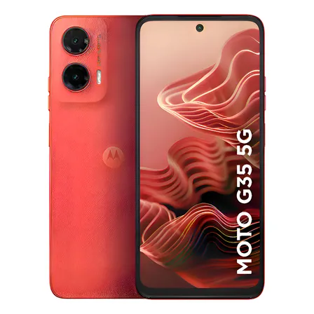 Smartphone Motorola Moto G35 5g - 256gb 12gb (4gb Ram+8gb Ram Boost) E Camera 50mp Com Ai Nfc Tela 6.7 Com Superbrilho - Coral - Vegan Leather