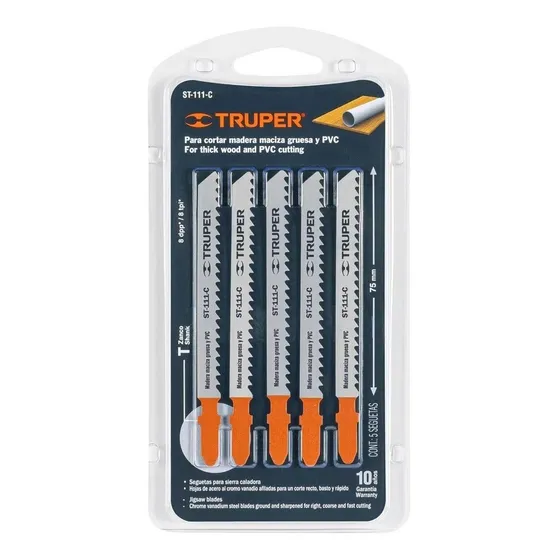 Hojas Para Caladora Corte Recto Basto Rapido Truper 5 Piezas