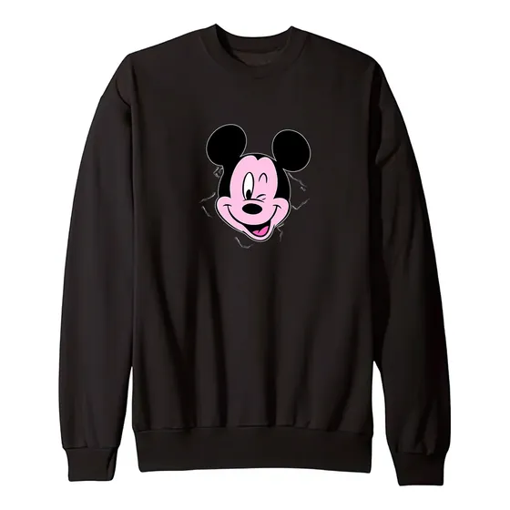 Buzo Cuello Redondo Mickey Doble Estampado Algodón Y Friza