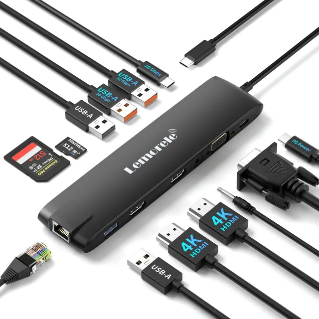 Adaptador Multipuerto Temorele Tc96 Hdmi Hub Usb-c 13 En 1 U