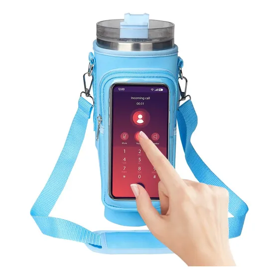 Bolsa Para Botella De Agua Correa De Alta Calidad - Celeste Diseño De La Tela Lisa