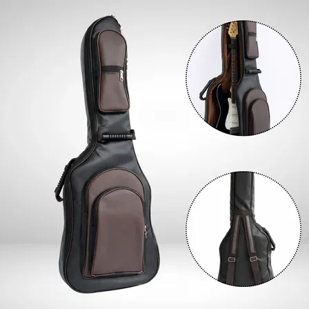Bag Capa P/ Guitarra Semi Case Acolchada Premium Couro Luxo Marrom-escuro
