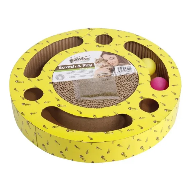 Rascador Rotonda Interactivo C/catnip Scratch & Play Pawise Color Amarillo