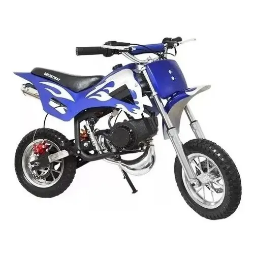Mini Moto Dirt Cross 49cc 2 Tempos Azul Até 55kg Top 40km/h