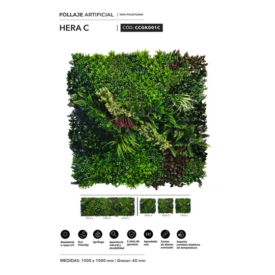 Dk Follaje Artificial Vertical Hera  1m X 1m Proteccion Uv