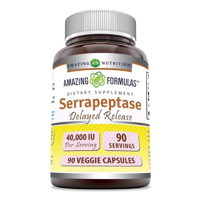 Serrapeptase 40,000 Spu (90 Cápsulas) Amazing Formulas Sabor S/n