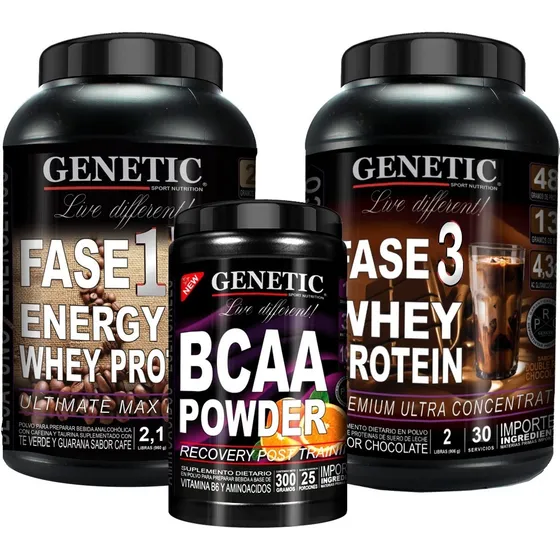 Super Masa Muscular Proteina Fase 1 F3 Aminos Bcaa Genetic