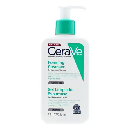 Gel Limpiador Cerave Espumoso Piel Normal A Grasa 236 Ml
