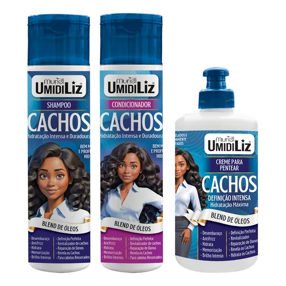 Kit Umidiliz Blend De Óleos Sh + Cond + Creme Muriel