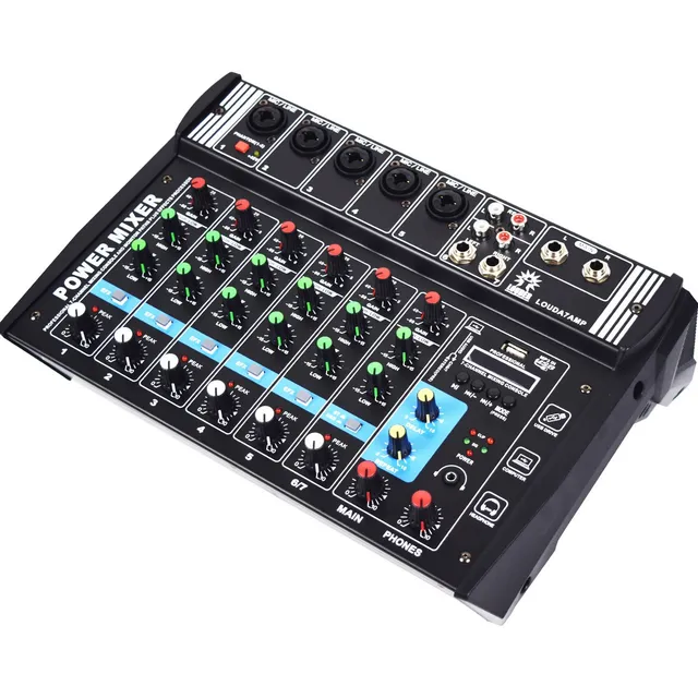 Mezcladora Amplificada 7 Canales Interfaz Grabar Usb/bt