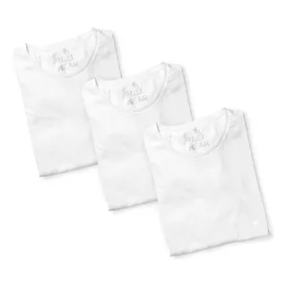 Kit 3 Camisetas Masculinas 100% AlgodĂŁo Polo Wear Branco Kit 3 Camisetas Masculinas 100% AlgodĂŁo Polo Wear Branco