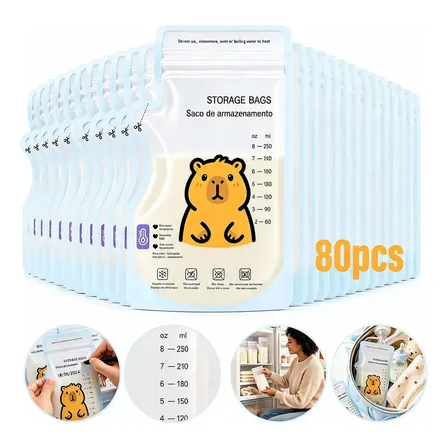 Kit 80 Sacos Para Leite Materno Refrigerado Congelar 250ml