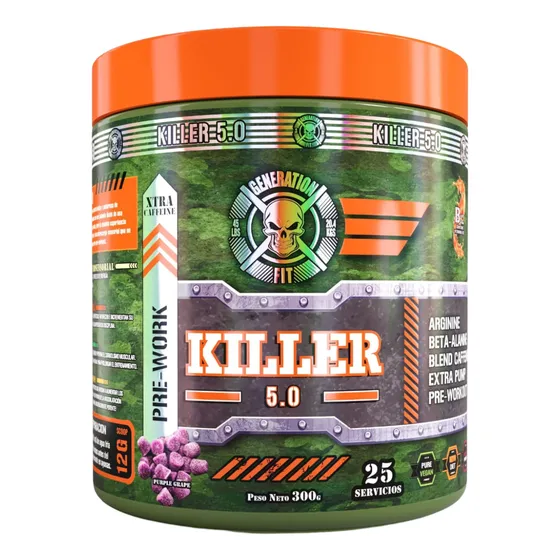 Killer 5.0 25 Serv Generation Fit Pre Work Extremo Sin Tacc Sabor Uva