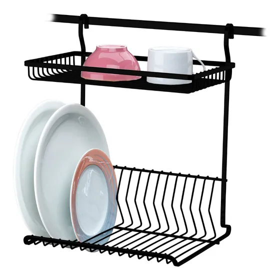 Estante para platos para colgar en la pared S/cocina, negro mate